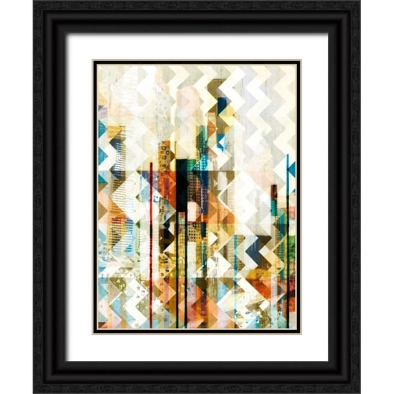Vision Studio 25x32 Black Ornate Wood Framed with Double Matting Museum Art Print Titled - Urban Chevron II