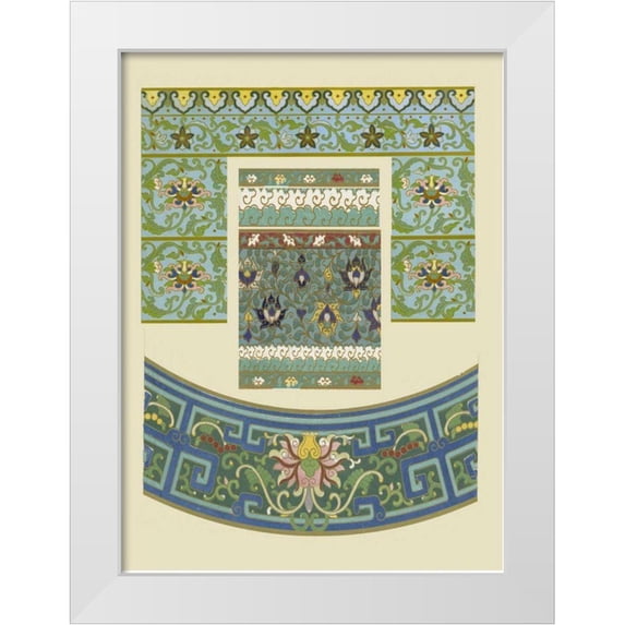 Vision Studio 25x32 White Modern Wood Framed Museum Art Print Titled - Blue Oriental Designs IV