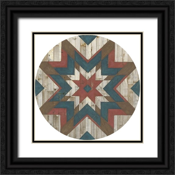 Vision Studio 26x26 Black Ornate Wood Framed with Double Matting Museum Art Print Titled - American Quilt C