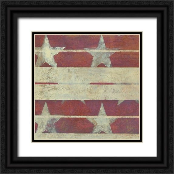 Vision Studio 26x26 Black Ornate Wood Framed with Double Matting Museum Art Print Titled - American Quilt G