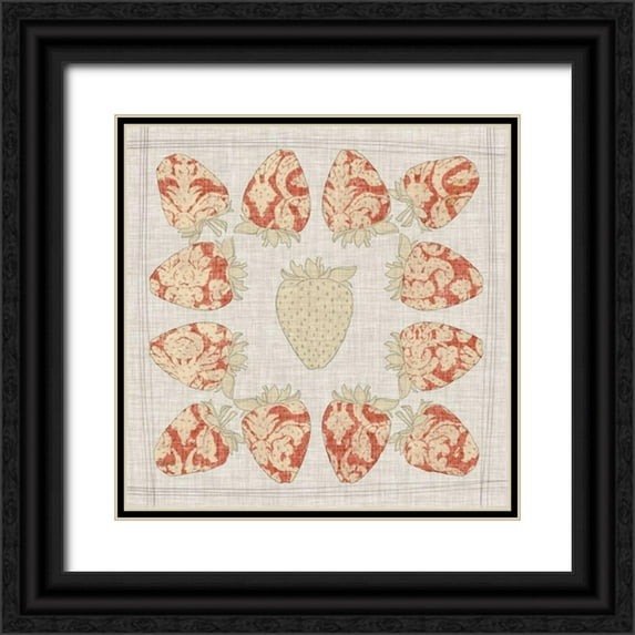 Vision Studio 26x26 Black Ornate Wood Framed with Double Matting Museum Art Print Titled - Contour Fruits and Veggies IX