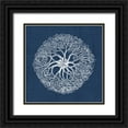 thumbnail image 1 of Vision Studio 26x26 Black Ornate Wood Framed with Double Matting Museum Art Print Titled - Sea Anemone on Indigo II, 1 of 4