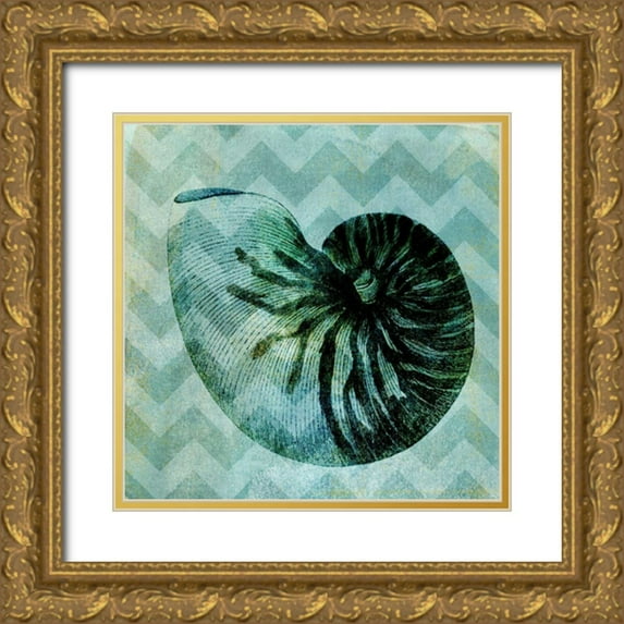 Vision Studio 26x26 Gold Ornate Wood Framed with Double Matting Museum Art Print Titled - Chevron Shell IX