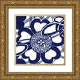 thumbnail image 1 of Vision Studio 26x26 Gold Ornate Wood Framed with Double Matting Museum Art Print Titled - Indigo Floral Katagami II, 1 of 4