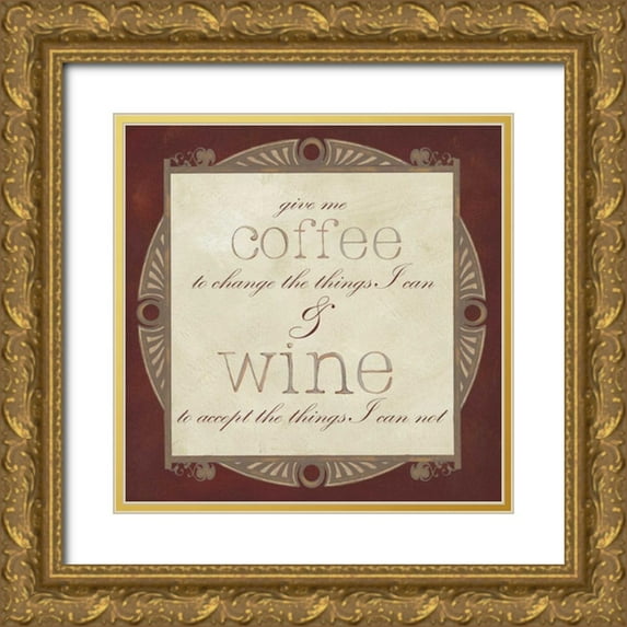 Vision Studio 26x26 Gold Ornate Wood Framed with Double Matting Museum Art Print Titled - Inspired Wine I