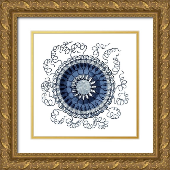Vision Studio 26x26 Gold Ornate Wood Framed with Double Matting Museum Art Print Titled - Navy Ocean Gems III