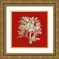 thumbnail image 1 of Vision Studio 26x26 Gold Ornate Wood Framed with Double Matting Museum Art Print Titled - Small Coral on Red IV, 1 of 4