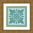 thumbnail image 1 of Vision Studio 26x26 Gold Ornate Wood Framed with Double Matting Museum Art Print Titled - Tonal Woodblock in Blue I, 1 of 4