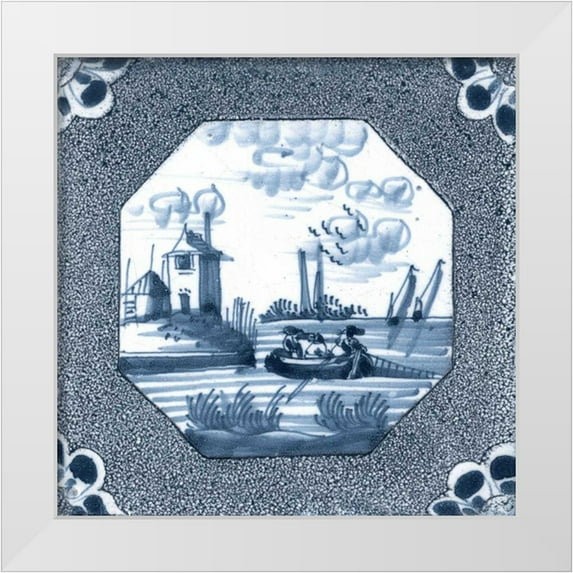 Vision Studio 26x26 White Modern Wood Framed Museum Art Print Titled - Delft Tile IV