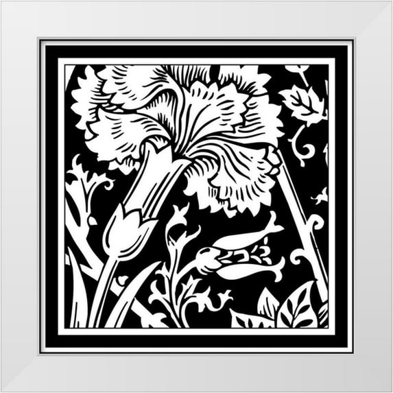Vision Studio 26x26 White Modern Wood Framed Museum Art Print Titled - Printed Graphic Floral Motif I