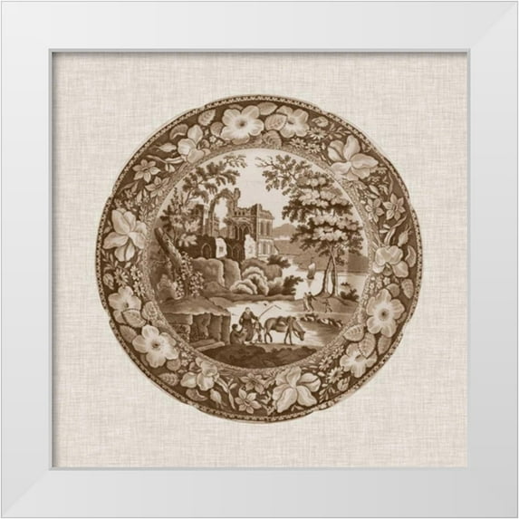 Vision Studio 26x26 White Modern Wood Framed Museum Art Print Titled - Sepia Transferware I