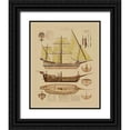 thumbnail image 1 of Vision Studio 26x32 Black Ornate Wood Framed with Double Matting Museum Art Print Titled - Antique Ship Plan II, 1 of 4