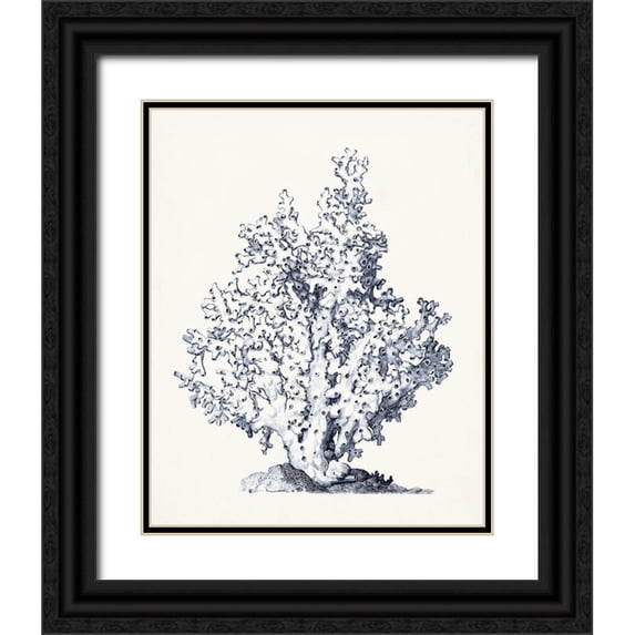 Vision Studio 26x32 Black Ornate Wood Framed with Double Matting Museum Art Print Titled - Blue Antique Coral I