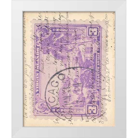 Vision Studio 26x32 White Modern Wood Framed Museum Art Print Titled - Vintage Stamp IV