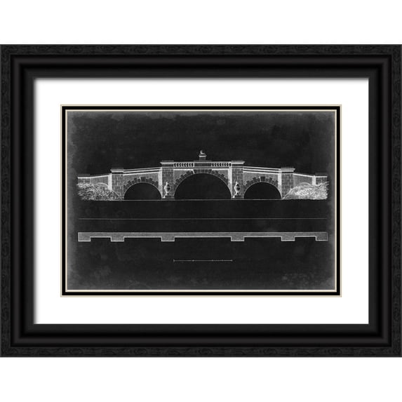 Vision Studio 32x23 Black Ornate Wood Framed with Double Matting Museum Art Print Titled - Bridge Schematic III