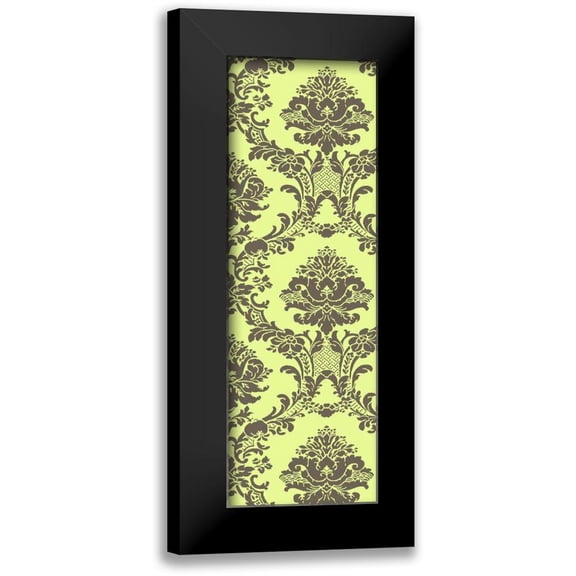 Vision Studio 7x14 Black Modern Framed Museum Art Print Titled - Small Vivid Damask in Green II