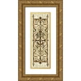 thumbnail image 1 of Vision Studio 7x14 Gold Ornate Wood Framed with Double Matting Museum Art Print Titled - Crackled Verdigris Panel I, 1 of 4