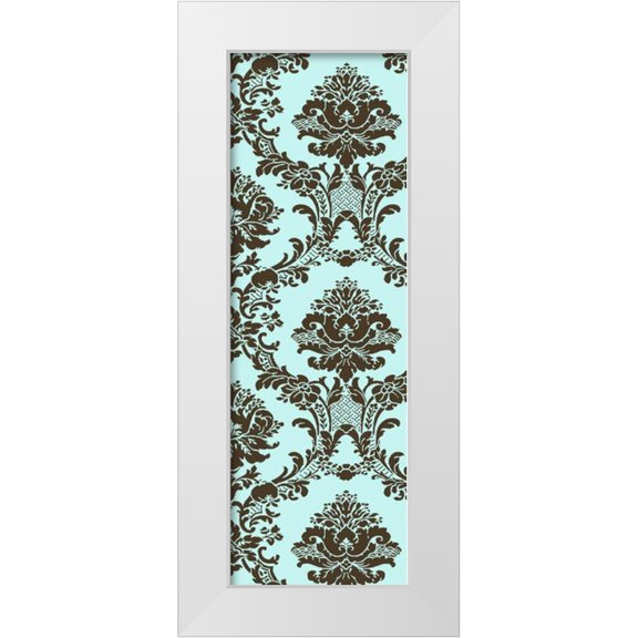 Vision Studio 7x14 White Modern Wood Framed Museum Art Print Titled - Small Vivid Damask in Blue II