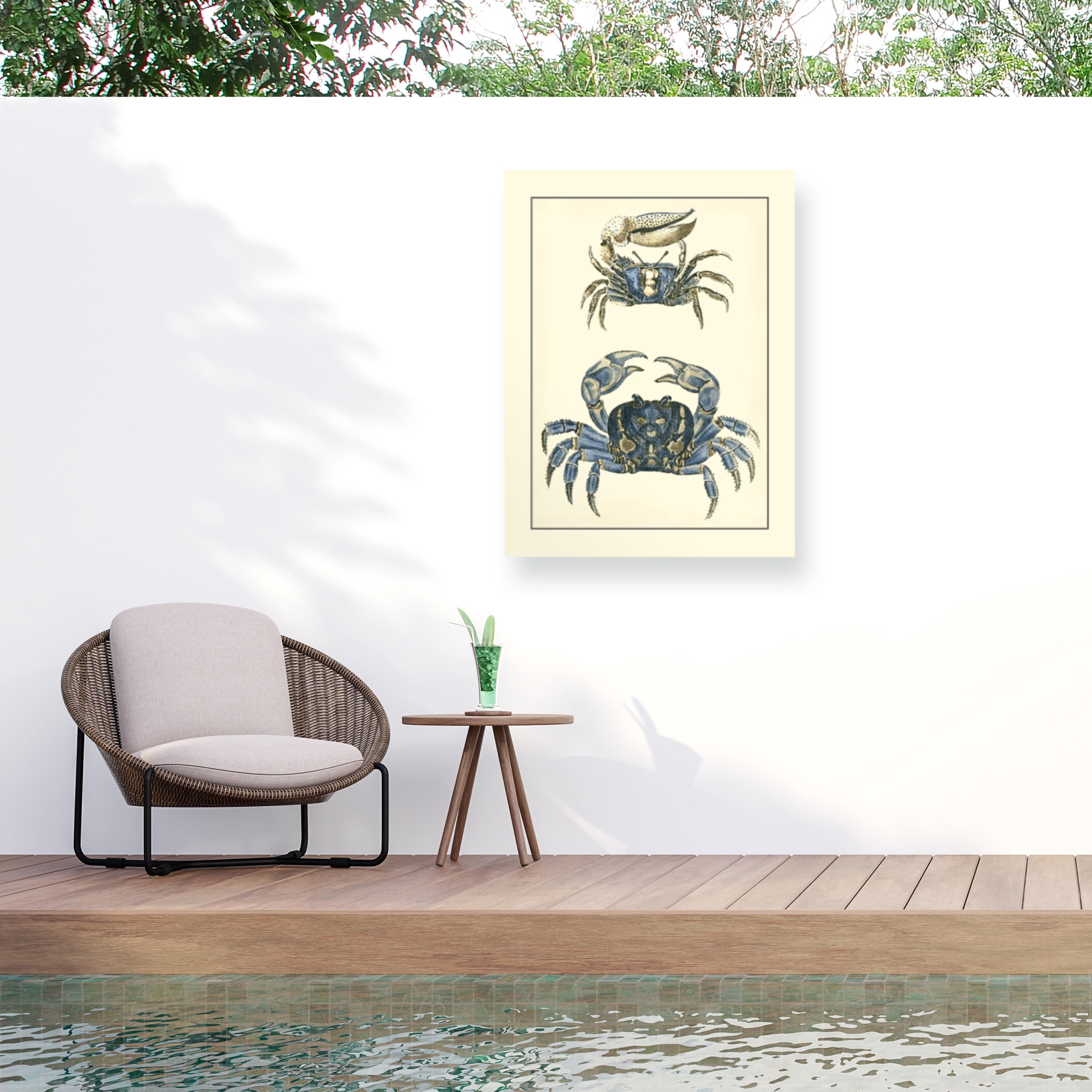 Vision Studio 'Antique Blue Crabs II' Outdoor Canvas 19x19
