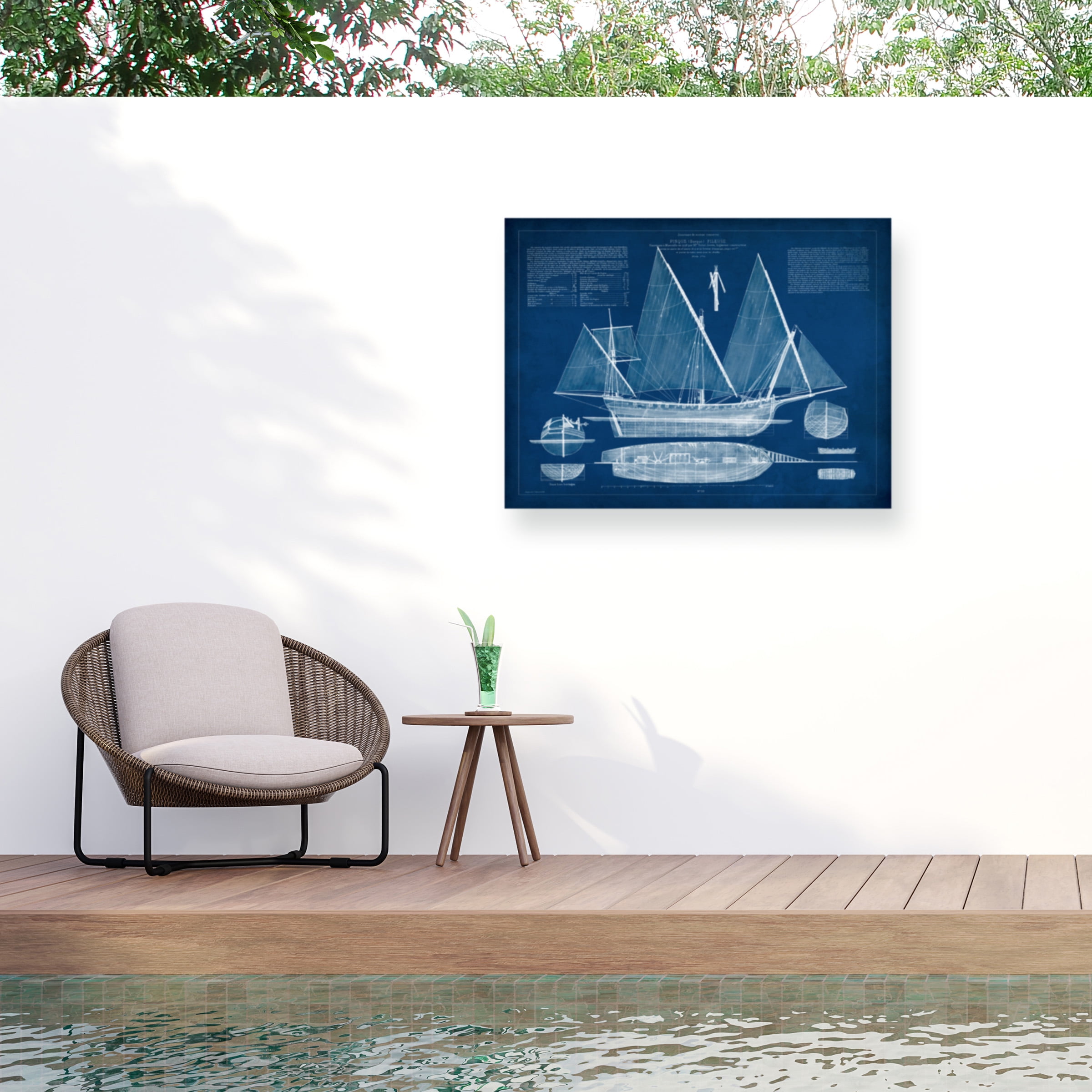 Vision Studio 'Antique Ship Blueprint III' Outdoor Canvas 24x32