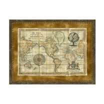 Trademark Fine Art Vision Studio Antique World Map Framed Canvas Wall Art - 18x24
