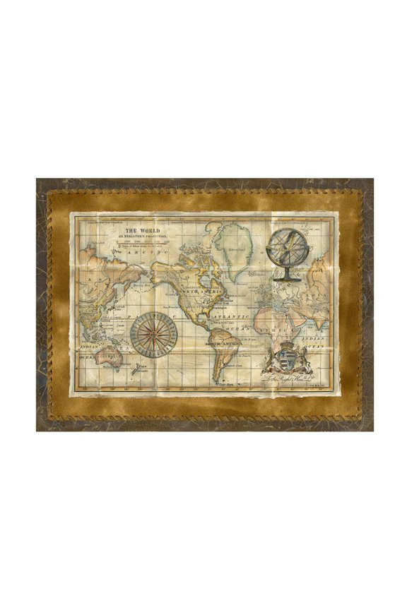 Vision Studio Antique World Map Framed Canvas Wall Art - 18x24