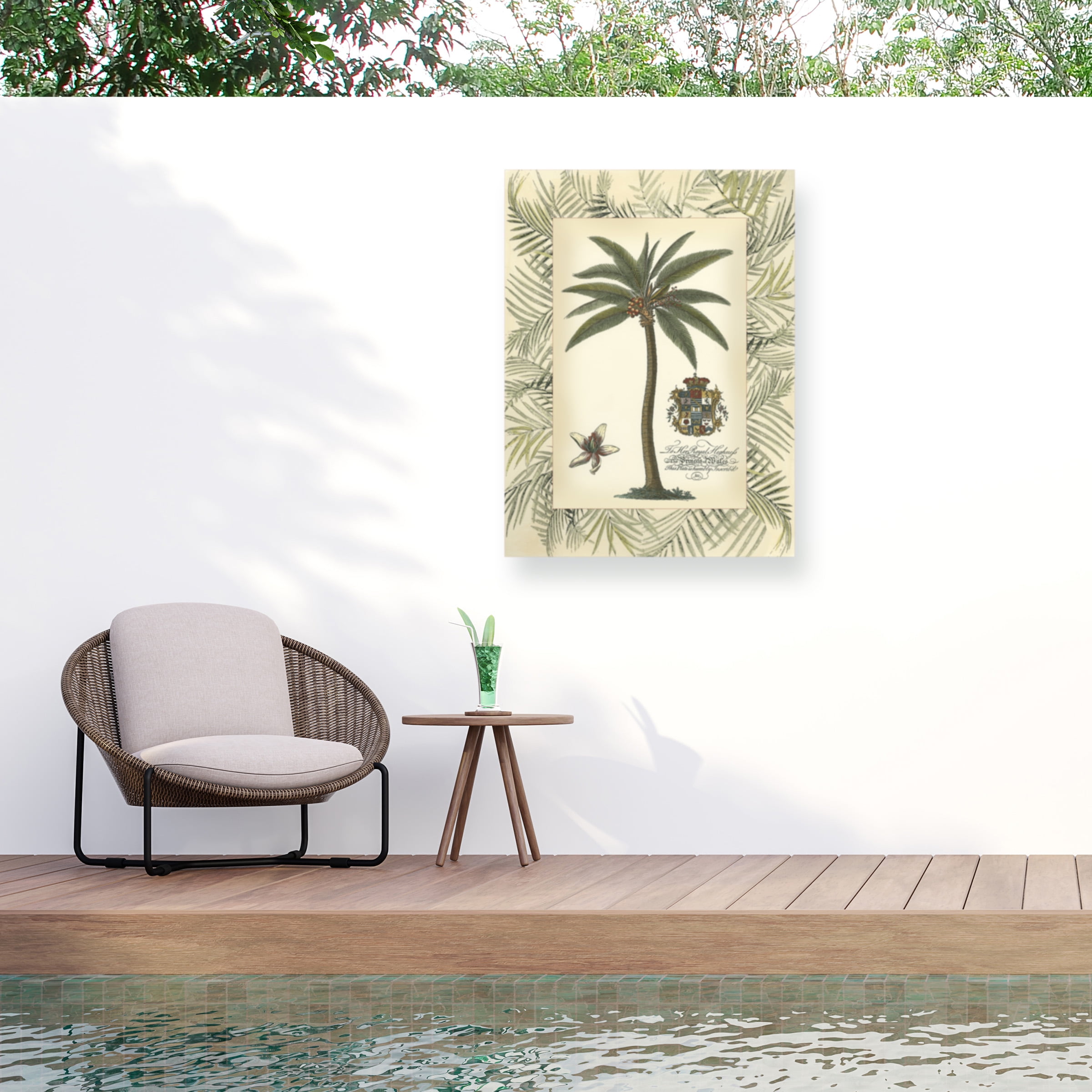 Palm Tree Print in Bamboo Frame on Canvas, 24x32