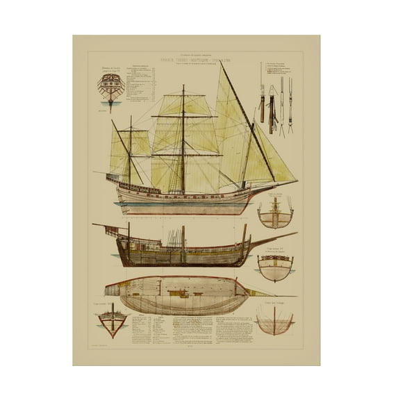 Vision Studio 'Small Antique Ship Plan II' Canvas Art