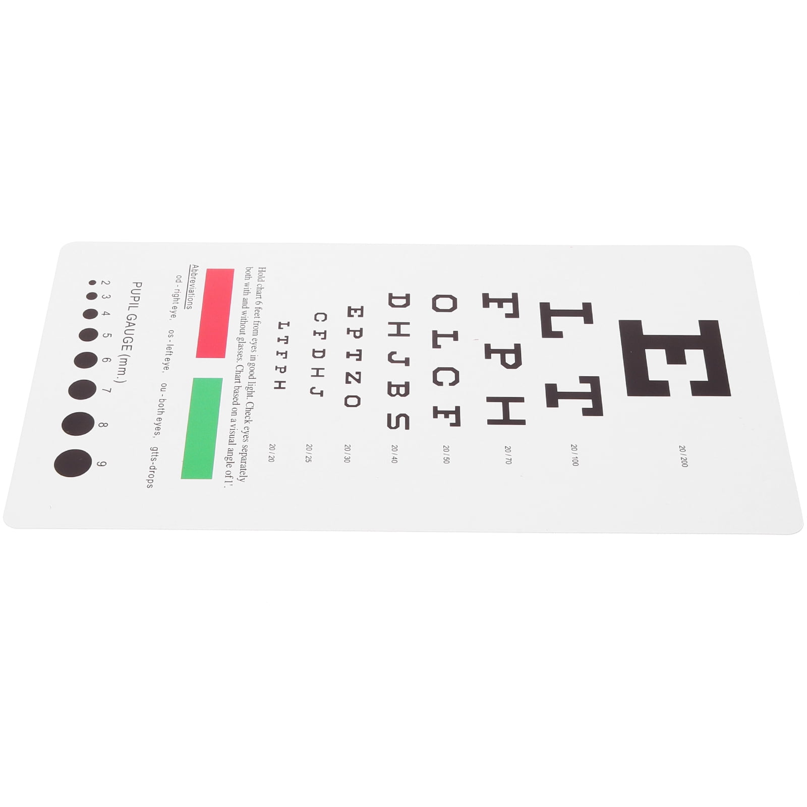Vision Test Chart Plastic Eye Chart for Wall Eye Charts for Eye Exams