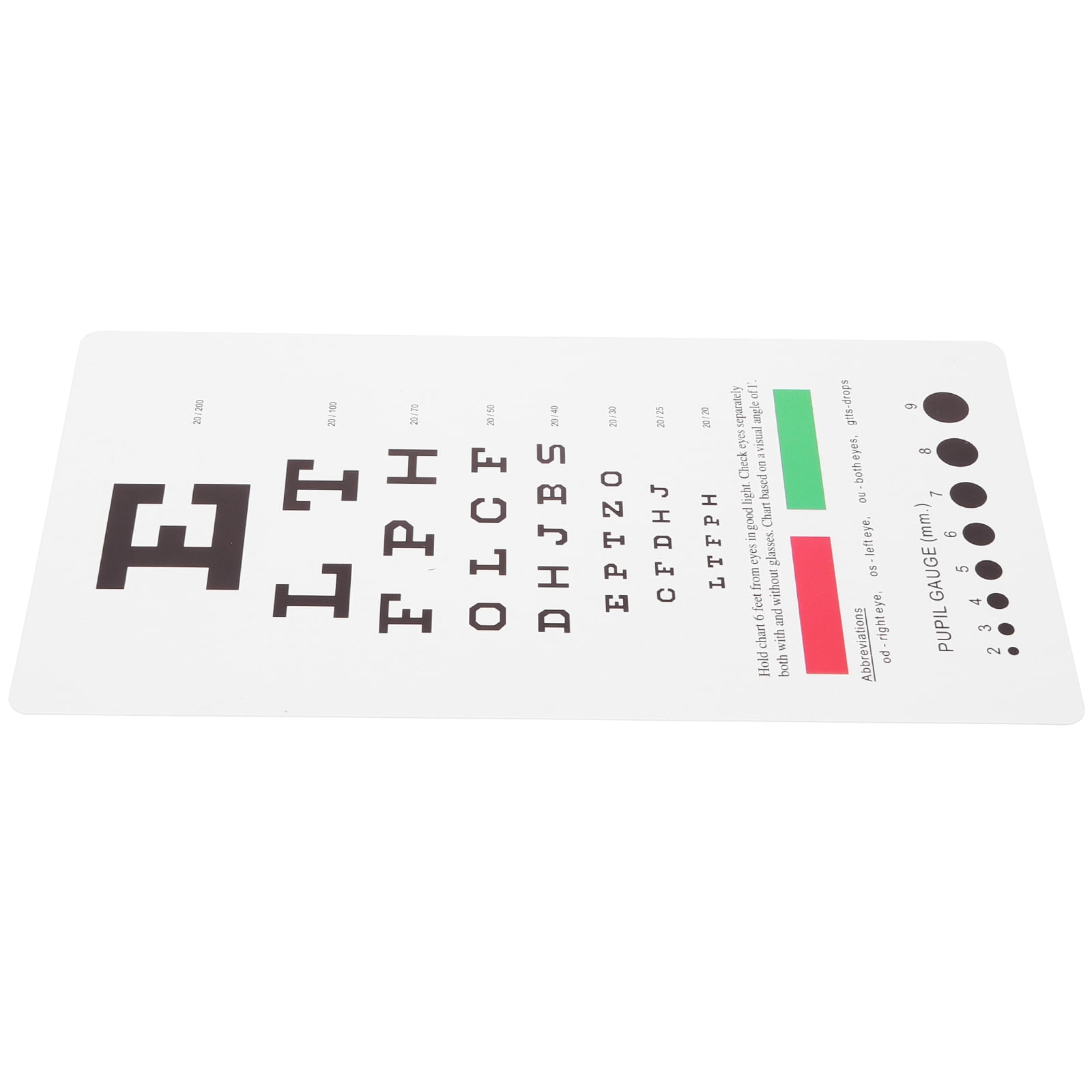 Vision Test Eye Chart Pocket Eye Chart Dual Sided Plastic Eye Chart for
