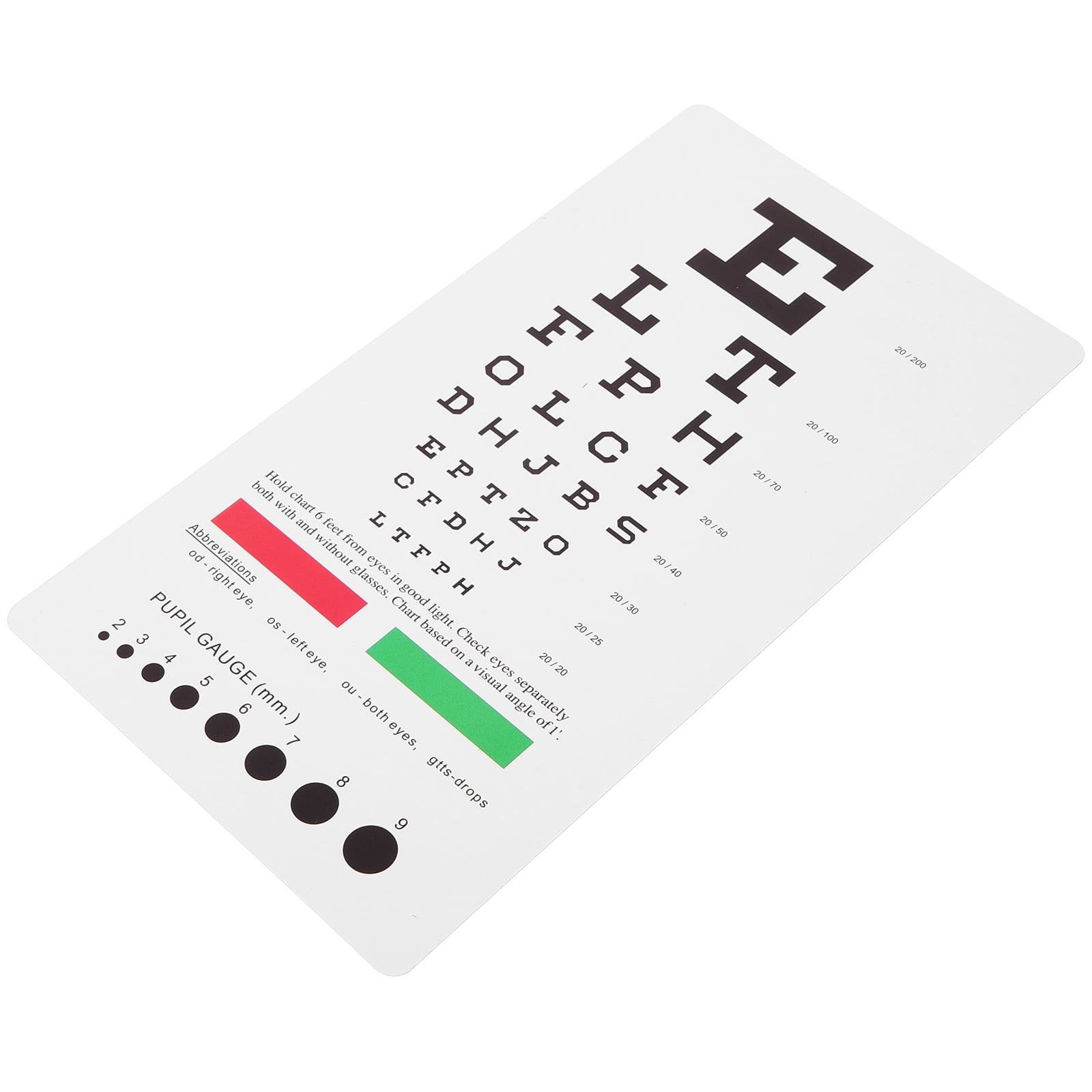 Vision Test Eye Chart Pocket Eye Chart Dual Sided Plastic Eye Chart for
