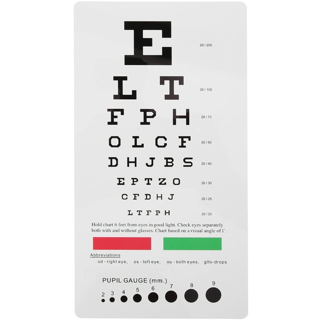 Vision Test Eye Chart Pocket Eye Chart Dual Sided Plastic Eye Chart for