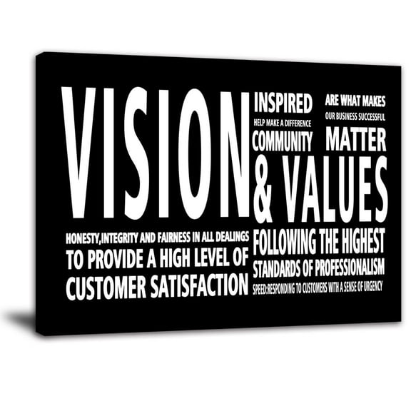 Vision & Values Office Wall Art - Motivational Office Canvas Wall Decor Inspirational Entrepreneur Business Quotes Wall Art Modern Office Large Paintings Artwork