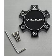 Vision Wheel Center Cap with Satin Black Logo & Screw - Gun Metal Gray