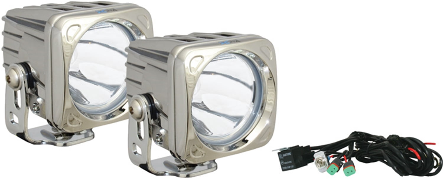 Vision X Optimus 10W LED Flood Light - Pair, Black, 3.74" Round, Off-Rroad & Utility Lighting