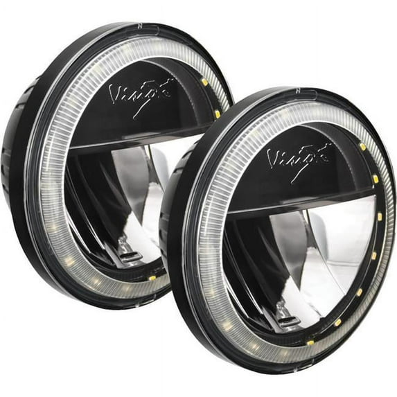 Vision X Lighting XMC-45RDHBKIT 4.5 in. Round Black & Chrome VX LED Headlight with Halo - Set of 2