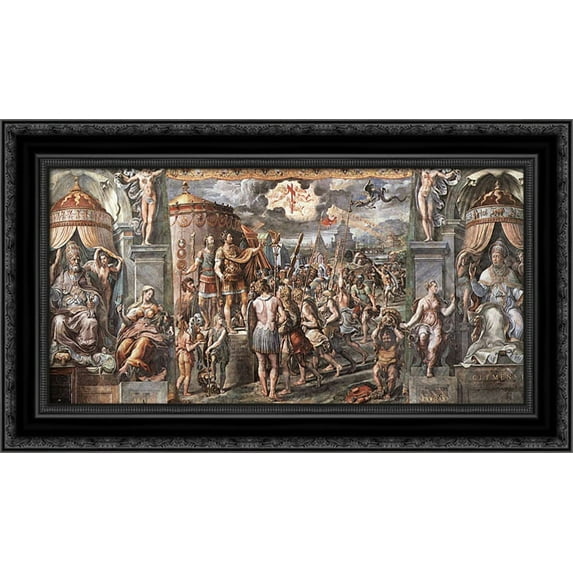 Vision of the Cross 24x16 Black Ornate Wood Framed Canvas Art by Raphael