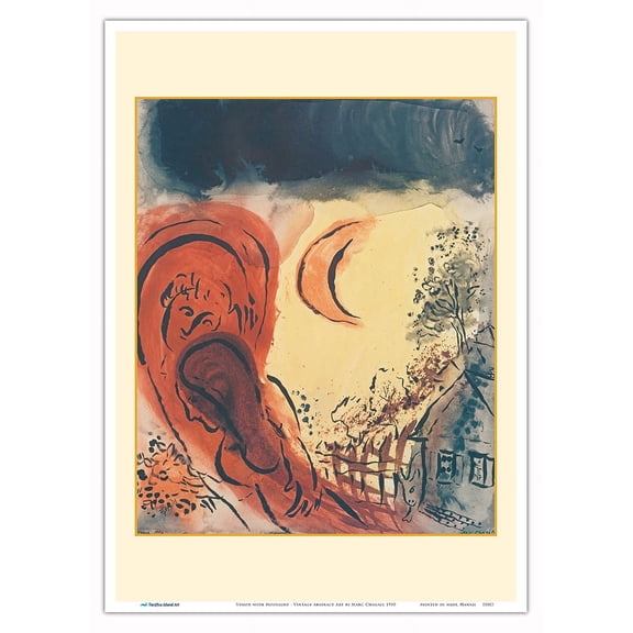 Vision with Moolight - Vintage Abstract Art by Marc Chagall c.1950 - Master Art Print 10in x 14in