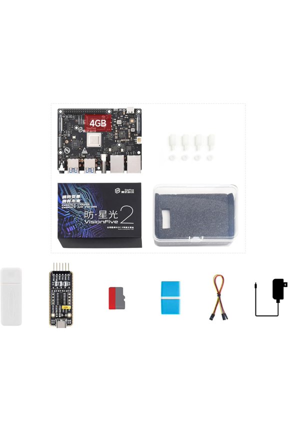 VisionFive2 4GB WiFi Display Kit, VisionFive2 RISC-V Single Board Computer, Comes with a 7inch HDMI LCD (8 Items)