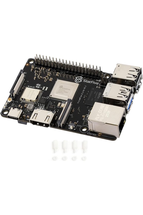 VisionFive2 Lite RISC-V Single Board Computer, JH-7110S Processor with Integrated 3D GPU, Based on Linux, 8GB RAM, Includes WiFi Module, 64GB eMMC Flash, Board ONLY