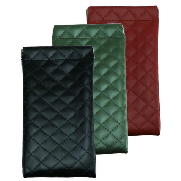 VisionGlobal 3 Pack portable leather eyeglasses pouch for women/men,strong magnet antomatic closing design,multi-purpose sunglasses pouch