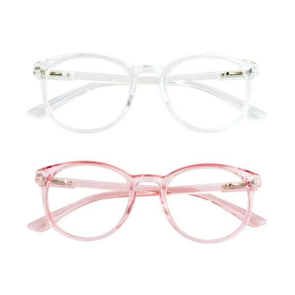 VisionGlobal Blue Light Blocking Glasses 2-Pack (Round Frame, +2.50 Magnification)