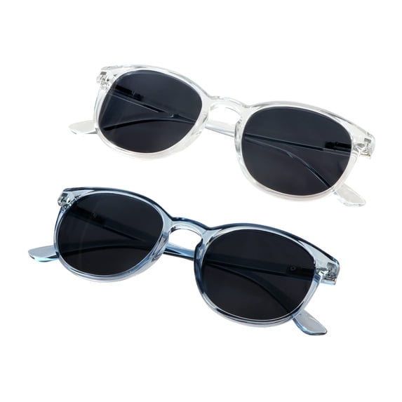 VisionGlobal Blue Light Blocking Sunglasses 2-Pack (Round Frame, +1.75 Magnification)