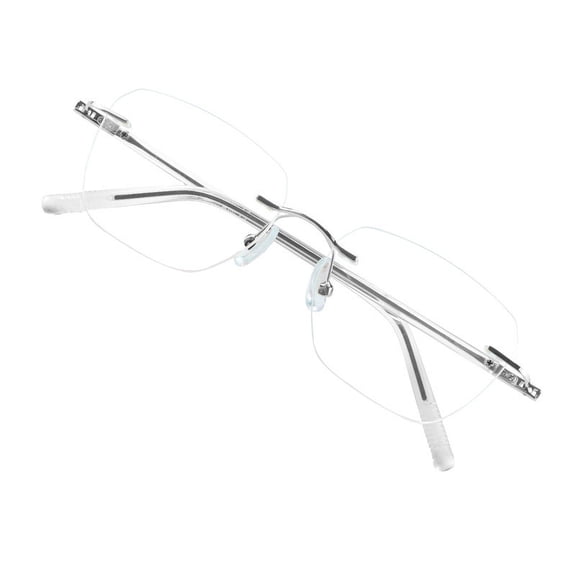 VisionGlobal Metal Readers for men/women Blue Light Blocking,Hand-set Diamond Fashion Square Glasses (Clear Clear, +1.00 Magnification)