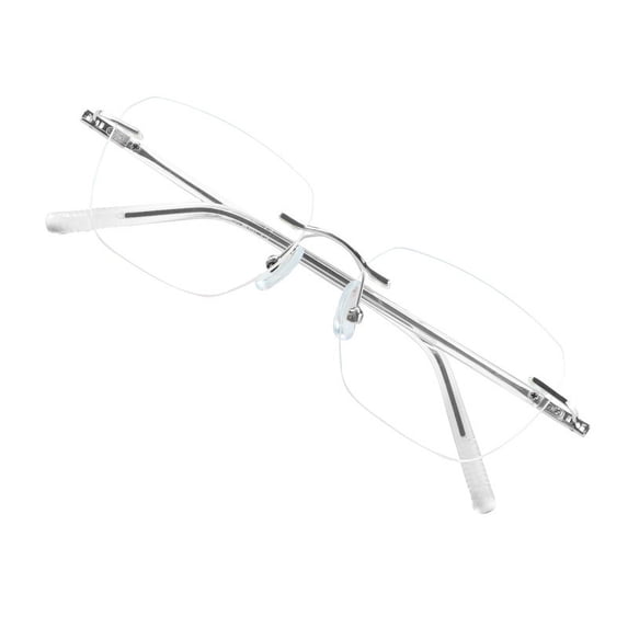 VisionGlobal Metal Readers for men/women Blue Light Blocking,Hand-set Diamond Fashion Square Glasses (Clear Clear, +1.00 Magnification)