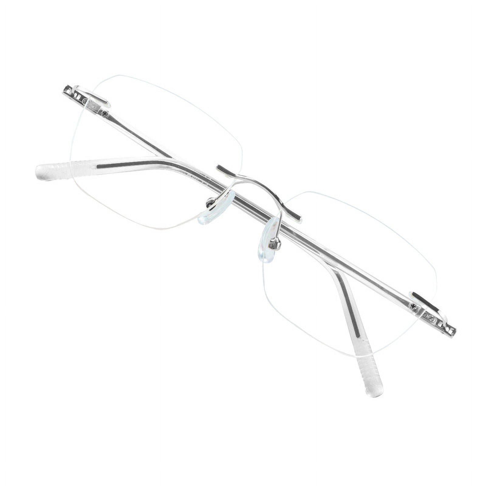 VisionGlobal Metal Readers for men/women Blue Light Blocking,Hand-set Diamond Fashion Square Glasses (Clear Clear, +1.50 Magnification)