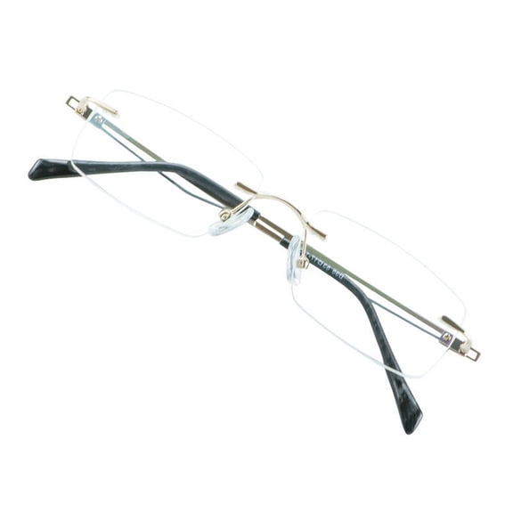 VisionGlobal Metal Readers for men/women Blue Light Blocking,Hand-set Diamond Fashion Square Glasses (Golden Clear, +3.00 Magnification)