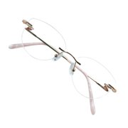 VisionGlobal Metal Readers for men/women Blue Light Blocking,Hand-set Diamond Fashion Square Glasses Pink Clear, No Magnification