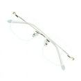 thumbnail image 1 of VisionGlobal Metal Readers for men/women Blue Light Blocking,Hand-set Diamond Fashion Square Glasses (White Clear, +2.50 Magnification), 1 of 5