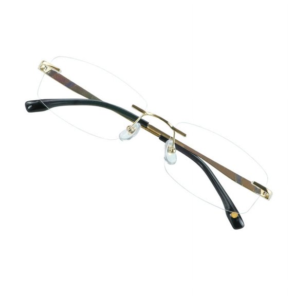 VisionGlobal Pure Titanium Frame for men/women Blue Light Blocking,Hand-set Diamond Fashion Glasses (Golden Clear, 3.00 Magnification)